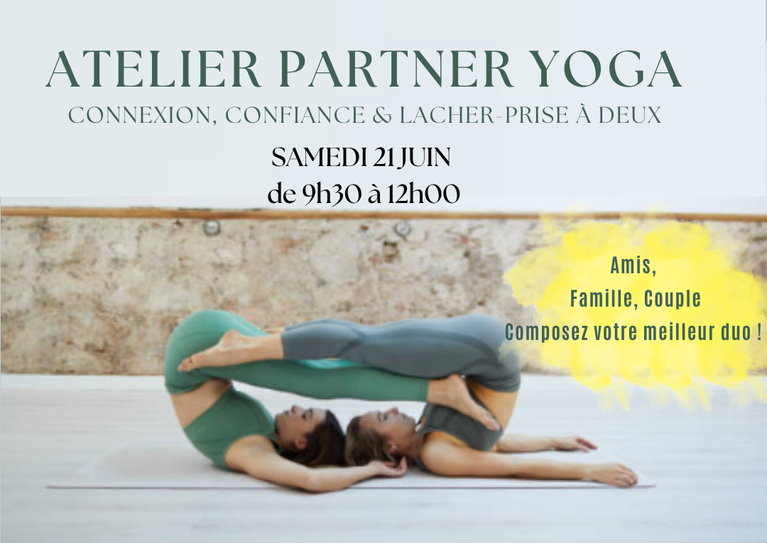 partner yoga, atelier en duo, tous niveaux, connexion, confiance, duo